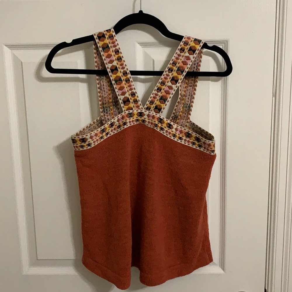 Madewell Embroidered swing knit orange shirt